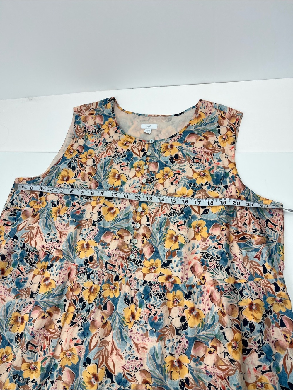 J. Jill Sleeveless Floral Tiered Maxi Dress 100% Cotton Womens Size 2X Pockets - Picture 5 of 10
